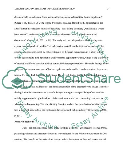 Dreams and Daydreams Image Determination