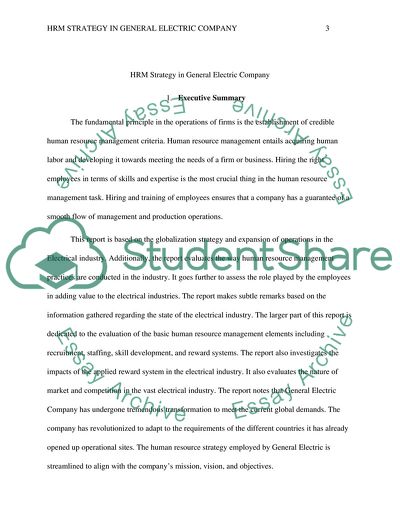 HRM Strategy in General Electric Company