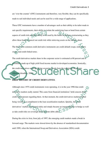 Brief History of Credit Derivatives