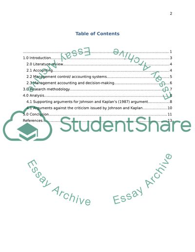 Management Accounting - Johnson and Kaplans Relevance Lost