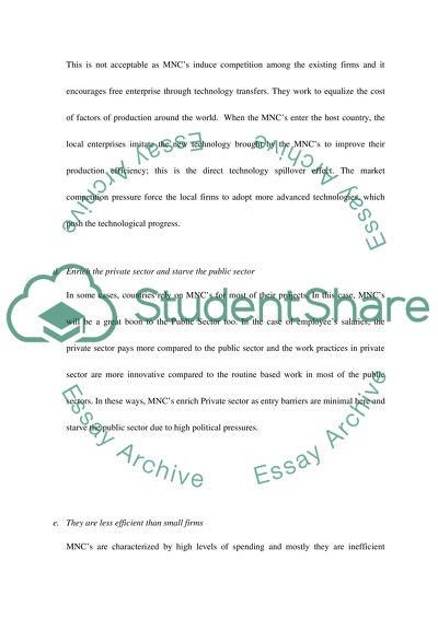 Critique of Charges against the MNCs