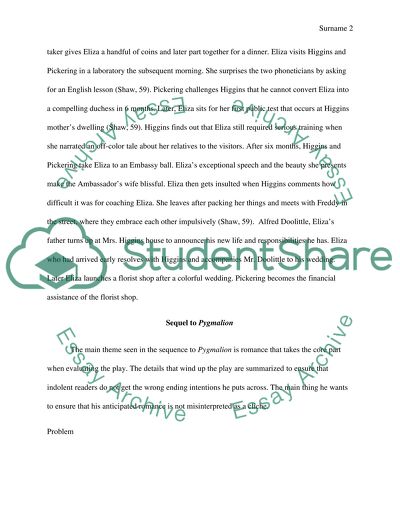 Pygmalion Essay - Free Essay Example