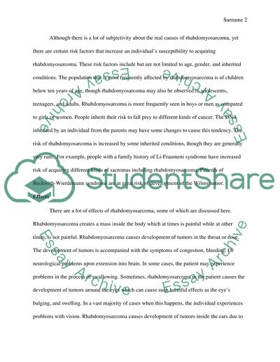 Ause and Effect on Rhabdomyosarcoma