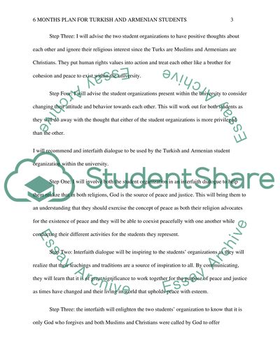 Six Months plan for Turkish and Armenian Students