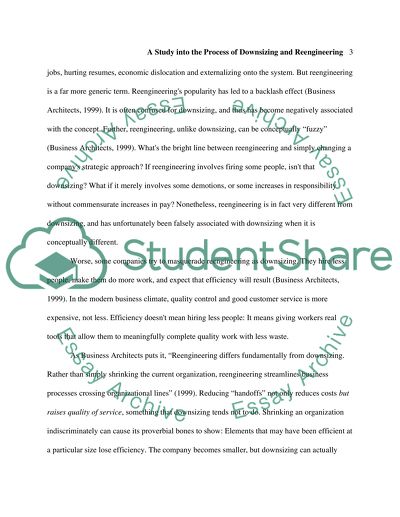 A Study into the Process of Downsizing and Reengineering