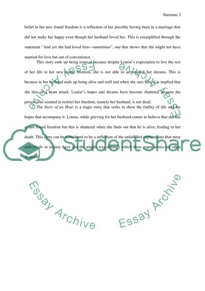 Analysis of The Story of an Hour Story by Kate Chopin