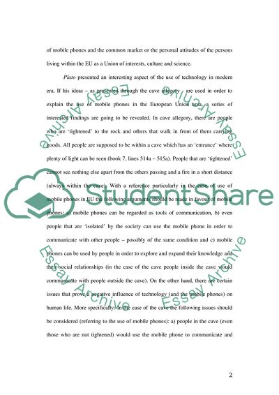 Platos Cave Allegory and the Mass Use of Mobile Telephones in the E.U