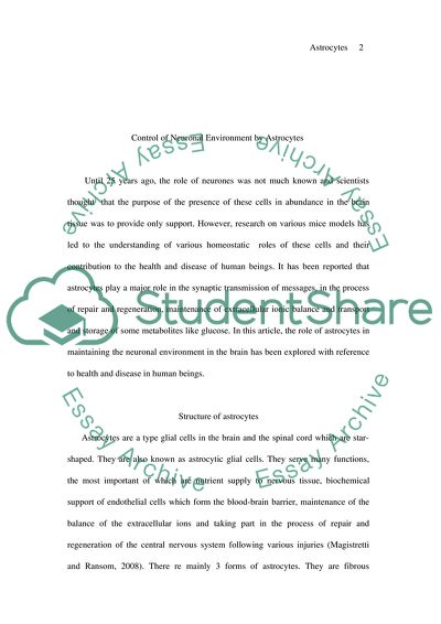 Control of Neuronal Environment by Astrocytes