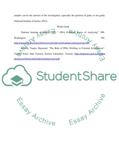 Contemporary Applications of the Sciences / DNA profiling