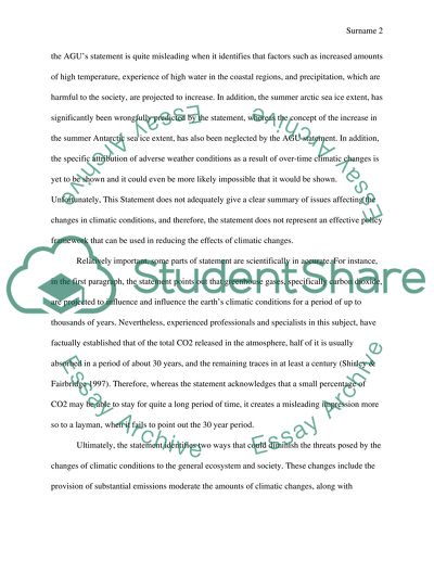 AGU statement and impressions about it