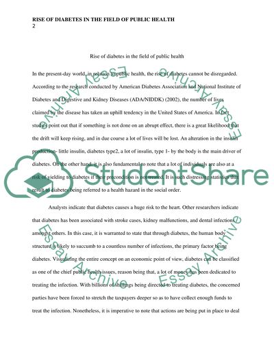 Rise of Diabetes in the Field of Public Health