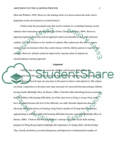 Argumentative on the Learning Process