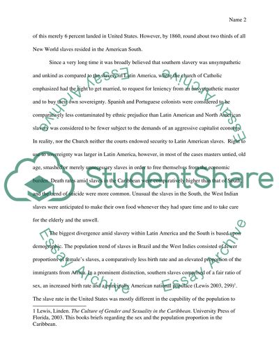 Difference of Treatment between American and British Slaves in the Caribbean