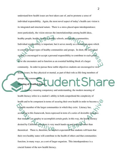 Health education standards