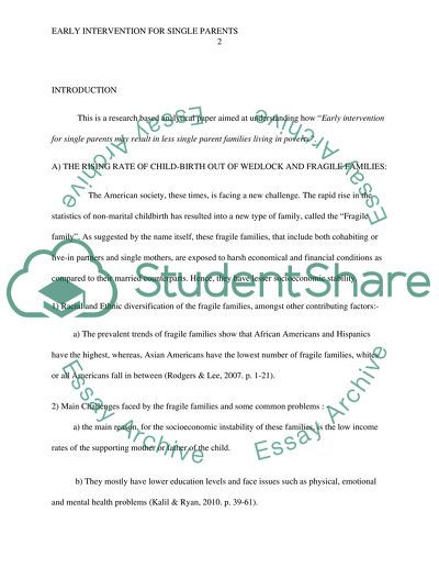 Results of Intervention for Single Parents