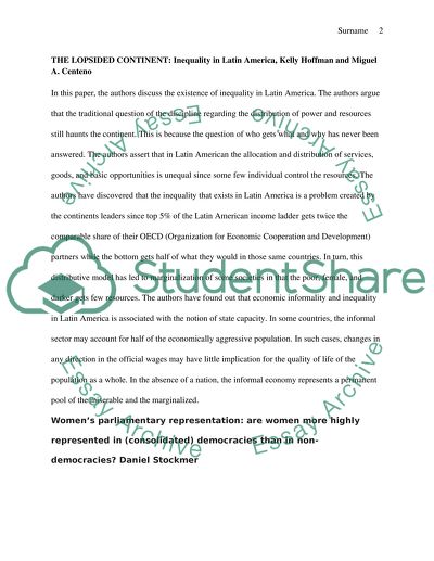 Summary of Gender Quality and Race Relations