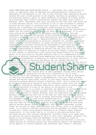 Legal compliance and negotiations skills