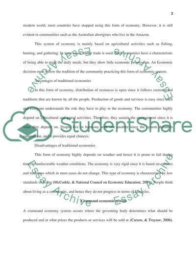 Analyse three types of economic systems illustrating the problems and advantages associated with them