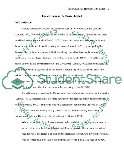 Isadora Duncan harmony with dance