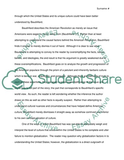 What is America Reaction/Reflection with Regards to Baudrillard Chapter Utopia Achieved