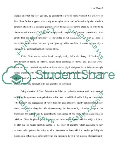 Inseparability of Ethics and Metaphysics