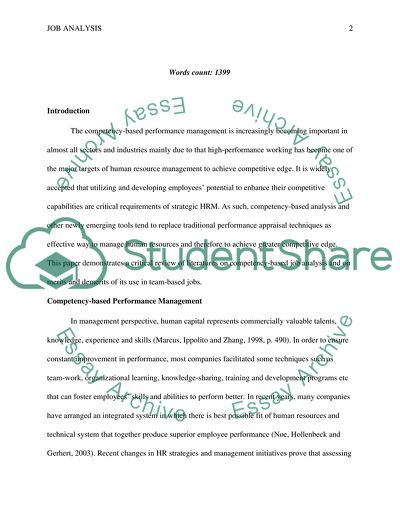 Competency-based job analysis and the advantages and disadvantages of its use in team-based jobs