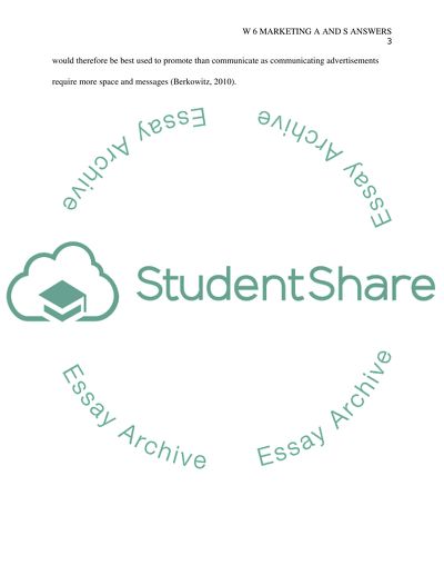 W 6 Marketing A&S answers