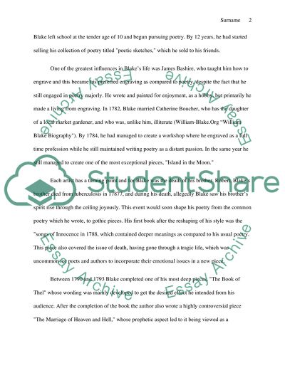 The life, times, and major works of William Blake