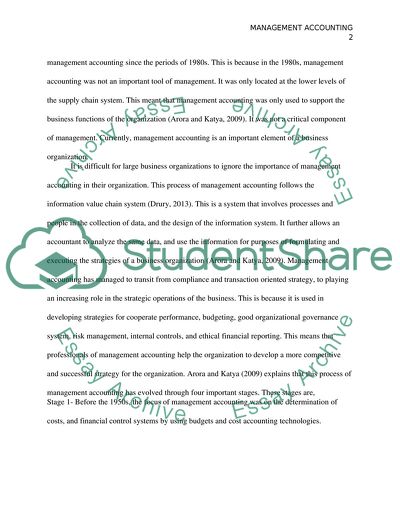 Various Changes That HaveTaken Place in the Field of Management Accounting