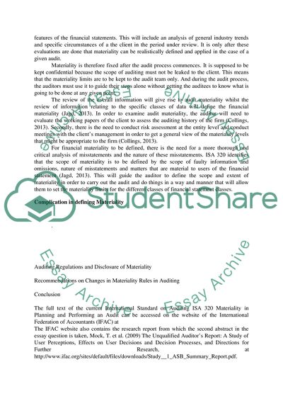 Materiality in Auditing