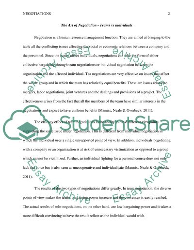 Negotiation and groups