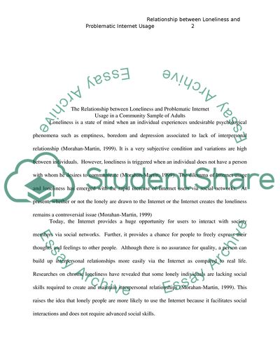 The Relationship between Loneliness and Problematic Internet Usage