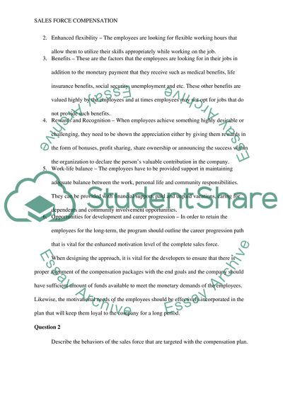 Sales Force Compensation