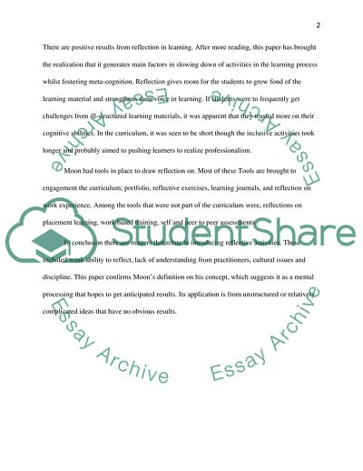 The Role Reflection Plays in Learning