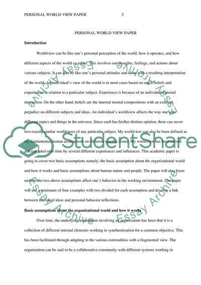 Assumption About the Organizational World and About Human Nature