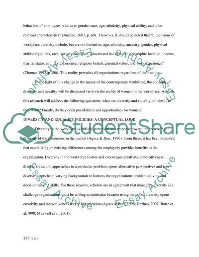 Diversity, Equality, and Women in the Workplace