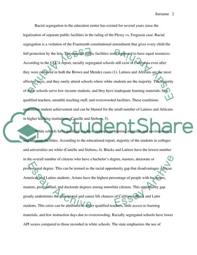 Racial segregation in schools