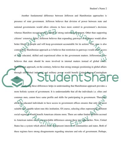 Differences Between Jefferson and Hamilton Schools