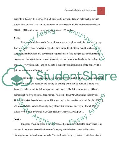 Financial Markets and Institutions