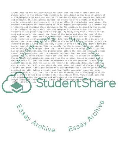 Analysis of the Workflow