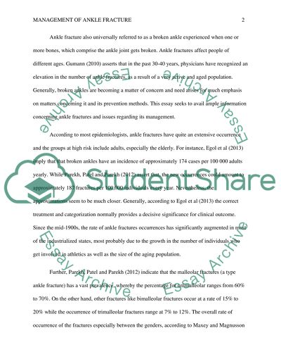 Healthcare Sector: Management of Ankle Fracture