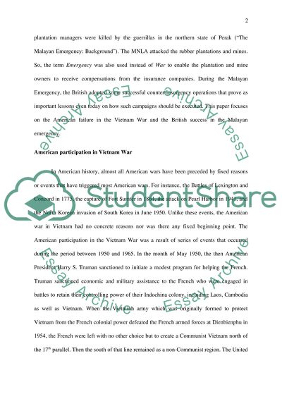 Why were the Americans unable to prevail in Vietnam whilst the British succeeded in Malaya