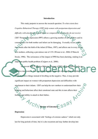 Cognitive Behavioural Therapy as an Intervention for New Mothers Postpartum Depression