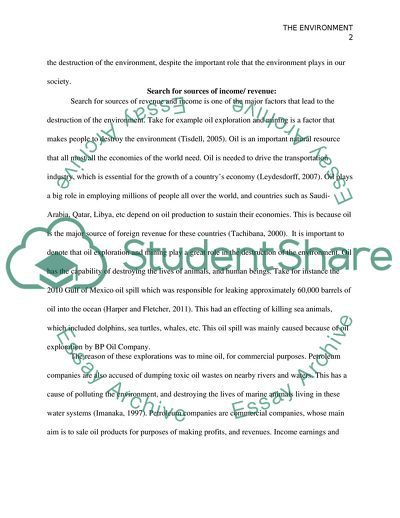 The Destruction of the Environment