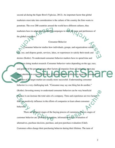 Global Marketing, Consumer Behavior, and Market Segmentation