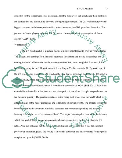 SWOT Analysis for UK Food Retail and UK Oil and Gas Industry