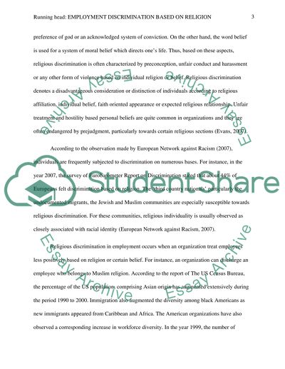 Employment Discrimination based on Religion