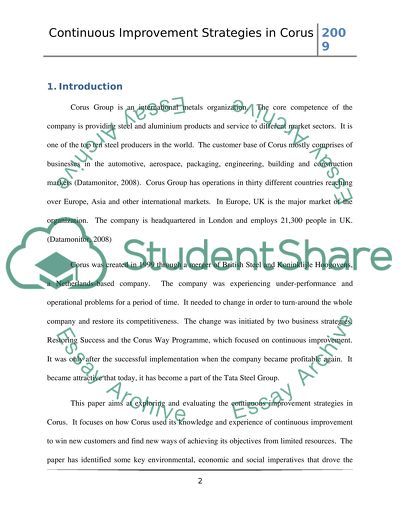 Continuous Improvement Strategies in Corus