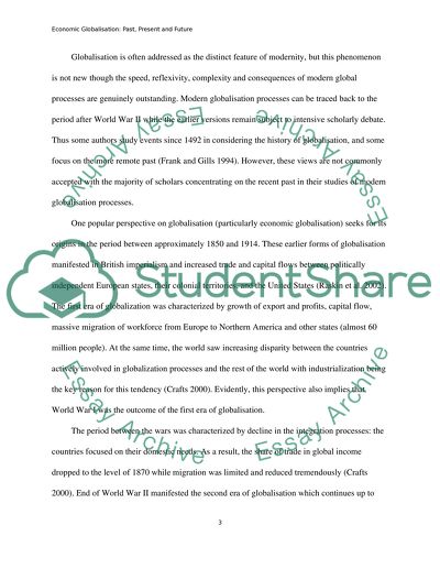 Economic Globalisation: Past, Present, and Future