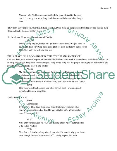 A Long Short Screenplay and Step Outline about homelessness and hunger among the working poor